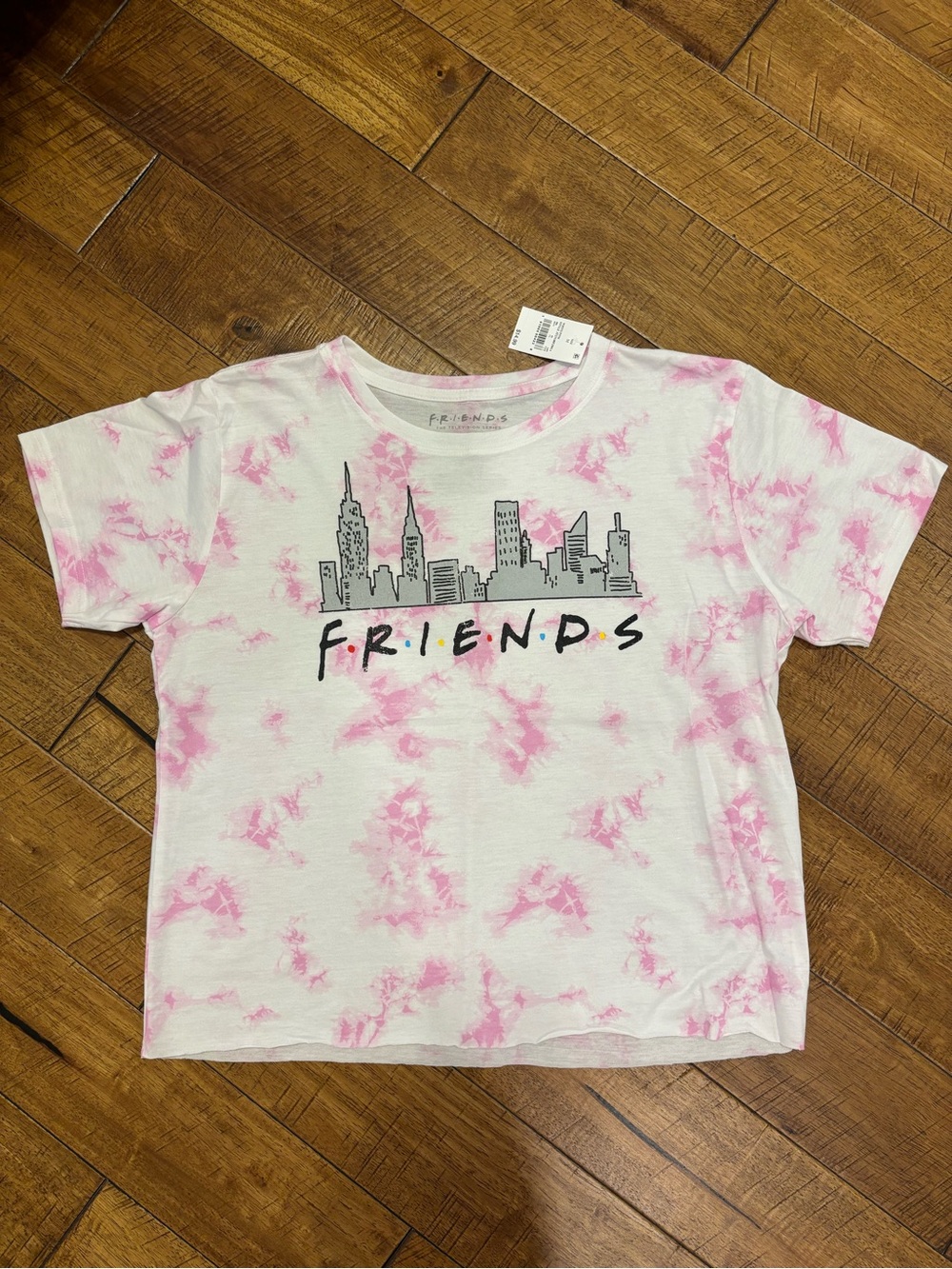 Target Pink & White Tie-Dye 'FRIENDS' Crop Tee